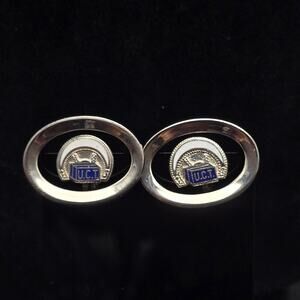 Vintage UCT Silver Tone Cufflinks Oval Vintage United Commercial Travelers